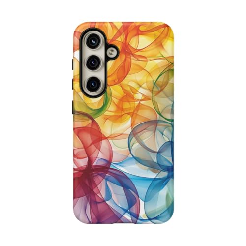 Coque Samsung S24 rigide multicolore et protection mate abstraite