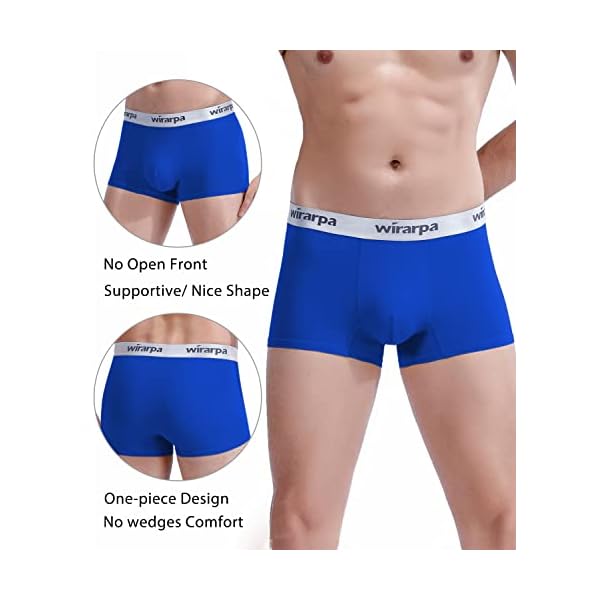 wirarpa Men's Cotton Boxer Briefs Short Leg Underwear Tag-Free No Fly Trunks 4 Pack Assorted Medium - Image 3