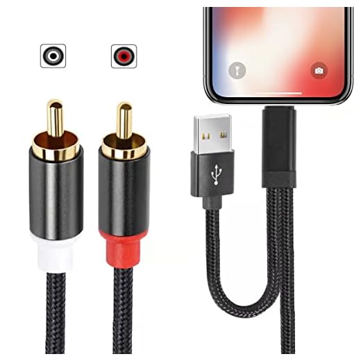 USB Charge and iOS Port to RCA Stereo Audio Cable,Y Splitter red and White Cord Compatible with iPhone/ipad/iPod Connect to Car, Amplifier, Home Theater, Speaker and More.(4.0ft)