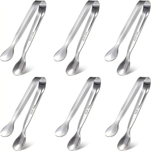 Mini Tongs Set of 6, 4.25" Small Serving Tongs for Appetizers, Ch...