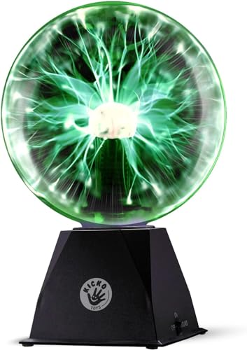 Kicko 7” Green Plasma Ball Touch Sensitive, Nebula Thunder Lightning Plug-in Plasma Globe, Crystal Ball for Parties, Science Decorations, Props, Light Up Ball for Kids, Bedroom Decor, Home