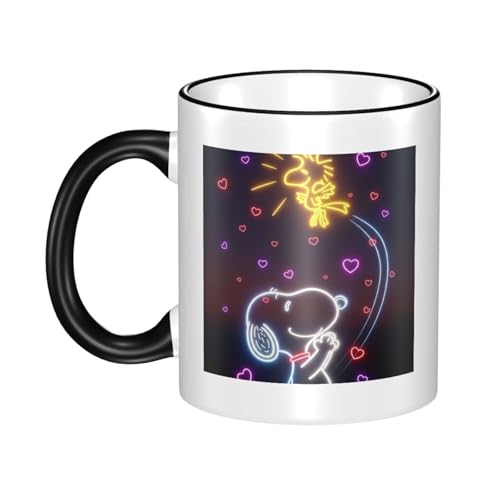 スヌーピー マグカップ コーヒーカップ セラミック大容量 大きい かわいい おしゃれ 人気 アニメ キャラクター 330ml 陶器 電子レンジ温め対応 耐熱 耐冷 Black