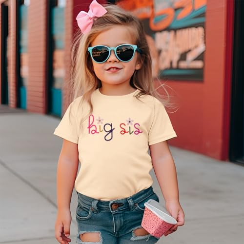 IZYJOY Big Sister Shirts Toddler Baby Girl Embroidered Promoted to Big Sis Announcement T-Shirt Short Sleeve Tee Tops2