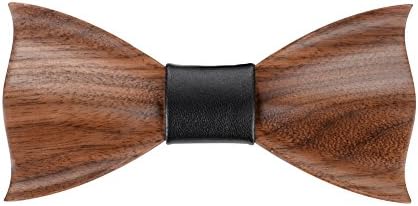 Mr Van Wooden Mens Bow Ties, Natural Walnut Wood Handcrafted Wooden Adjustable Bowties for Tuxedo Wedding Party