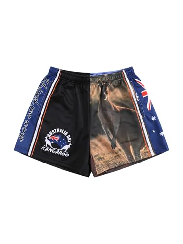 Men’s Footy Shorts with Pockets, Aussie-Inspired Quick-Dry Sports Shorts for Training, Gym & Weekend – Lightweight, Breathable, Elastic Waist (AU, Alpha, Medium, Regular, Short, Blue)