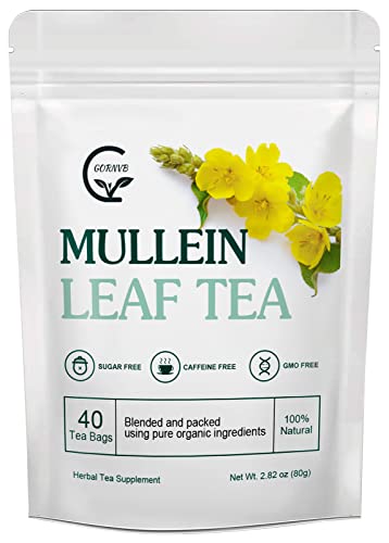 Mullein Leaf Tea Bags - Lungs Cleanse and Respiratory Support, Herbal Teas, Caffeine Free, 40 Tea...