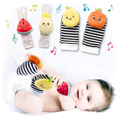 Image of BABY K Baby Rattle Socks & Wrist Toys (Set C) - Newborn Toys for Baby Boy or Girl - Brain Development Infant Toys - Hand and Foot Rattles Suitable for 0-3, 3-6, 6-12 Months Babies