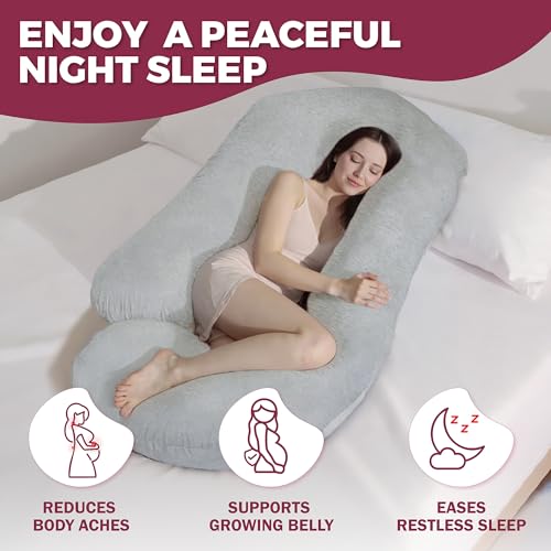 Image of Pregnancy Pillows for Sleeping - 57-Inch Maternity Pillow for Pregnant Women with Removable Washable Cover - Support for Back, Belly, Neck, Legs, & Hips - V C U Shaped Full Body Pillow
