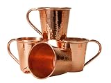 Sertodo Copper Moscow Mule Mugs | Set of 4, 12 oz Capacity | Copper Handles | 100% Pure Copper, Heavy Gauge, Hand Hammered