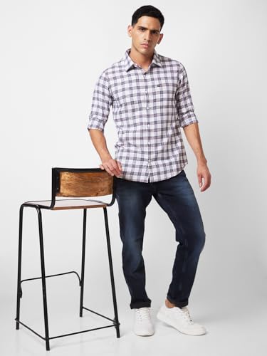 Image of Spykar Men's Regular Fit N /A Full Sleeve Checked Casual Shirts