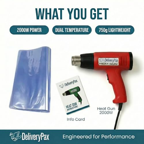 Image of Delivery Pax 2000W Heat Gun Machine and PVC Shrink 20inch x 10m Dual Temperature WITH 6 MONTHS WARRANTY | Hot Gun Machine for Packing| Heat Gun for Shrink Wrapping| Hot Air Gun for Paint Removal