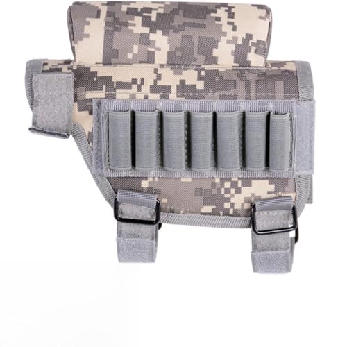 AQ zxdc Culata táctica for Rifle, Almohadilla de Apoyo for mejillas tácticas for Caza y Tiro, Bolsa de munición con Soporte for 7 Cartuchos, Elevador de Apoyo for mejillas de Culata(ACU)