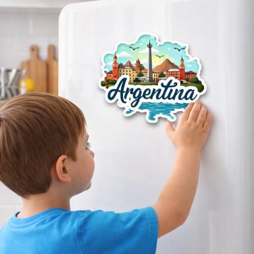 Image of Naxon Argentina Country Theme Souvenir Wooden Fridge Magnet | Buenos Aires, Tango & Landmark Design 3x3 Inch Refrigerator Magnet for Kitchen & Home Decor | Travel Gift from Argentina | Pack of 1