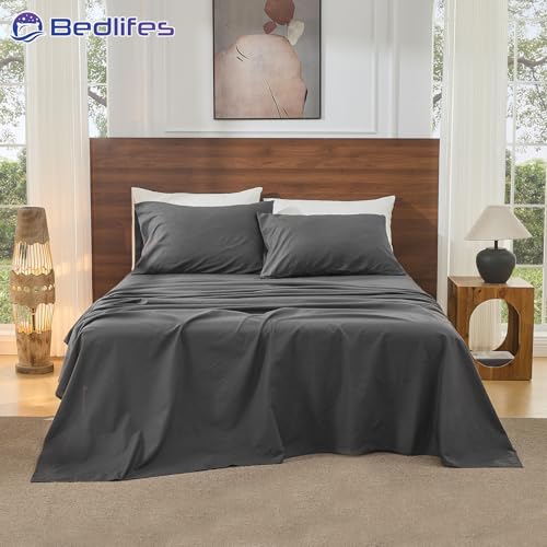 Image of Bedlifes 100% French Linen California King Bed Sheet Set - 16 inch Deep, 4Pcs | Soft & Durable, Breathable & Cooling, Pure Flax Linen, OEKO-TEX Certified, Moisture-Wicking, Easy Care, Machine Washable
