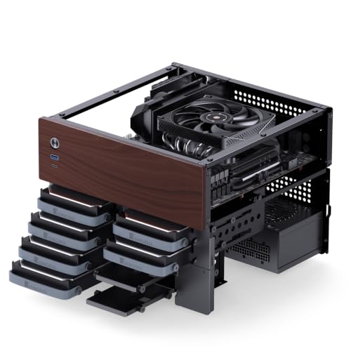 Image of JONSBO N4 Black NAS Pc Case, Walnut Wood, 8-Drive Bay /6 * 3.5 inchHDD (4 hot-swap,2 Non hot-swap),2 * 2.5SSD,Micro ATX Chassis, USB3.2Gen2Type-C, 1x120mm Fan Built-in, Black