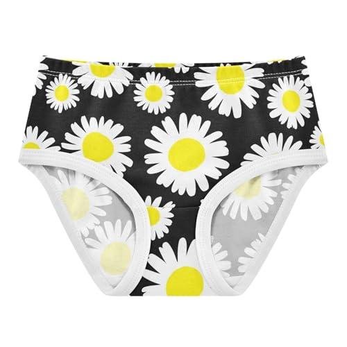 Cotton Toddler Underwear Floral Floral White Daisies Yellow Black Panties for Girl Funny Briefs Girls Undies 2t