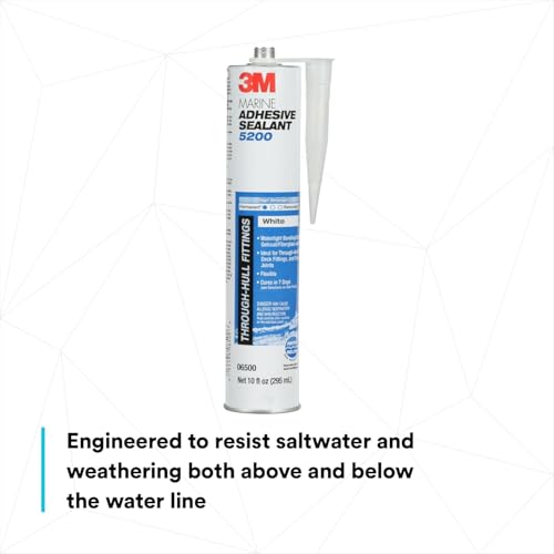 Image of 3M Marine Adhesive Sealant 5200 (06500) Permanent Bonding & Sealing for Boats & RVs Above & Below the Waterline Waterproof Repair, White, 10 fl oz Cartridge (Pack of 12)