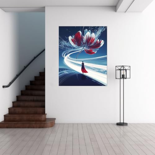 Affiches décoratives fleurs rouges tableau toile moderne de qualité