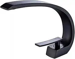 Torneira Monocomando Luxo para Banheiro, Design Curvo, 3 Cores Disponíveis, Misturador para Lavatório (Preto Fosco)