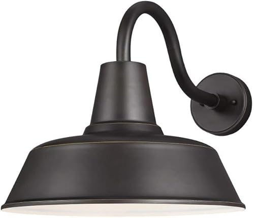 Sea Gull Generation Lighting - Lámpara de pared para exteriores con cuello de cisne de 1 luz, bronce 8837401-71, lámpara de cielo oscuro para