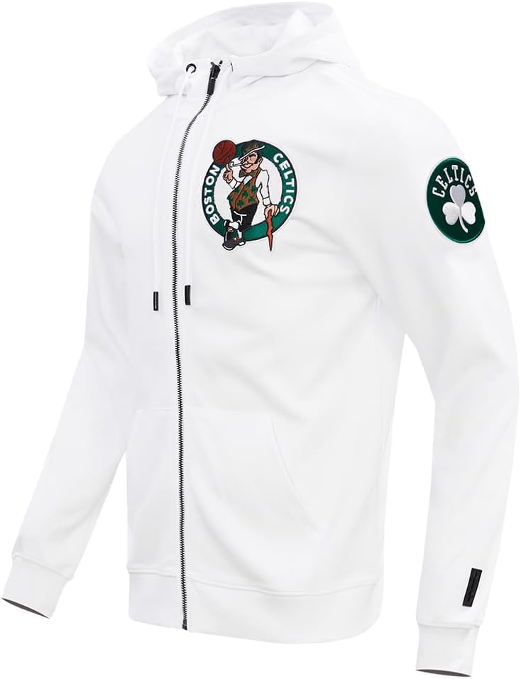 Pro Standard Mens NBA Boston Celtics Classic Chenille Full Zip Hoodie White 2Xl - Image 3