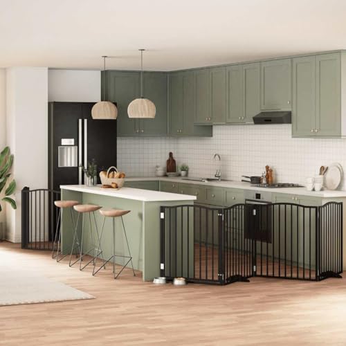 Vidaxl Cancello Cani Porta Pieghevole Nero 8 Pannelli 640 Cm Pioppo - 2