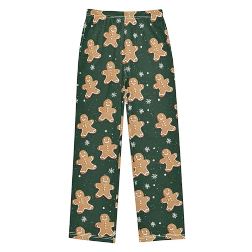 Boys' Pants Star Gingerbread Man Dark Green Long Bottoms Jogger Pants Elastic Waist Trousers with Pockets S-XL