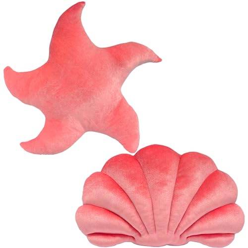 Ml.Enjoy Cute Shell Pillows Soft Starfish Pillow, Sea Ocean Velvet Pillow, Accent Decorative Throw Pillows cover