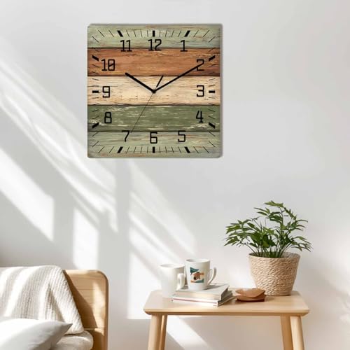 Reloj de pared cuadrado vintage de madera 10 pulgadas miniatura 3