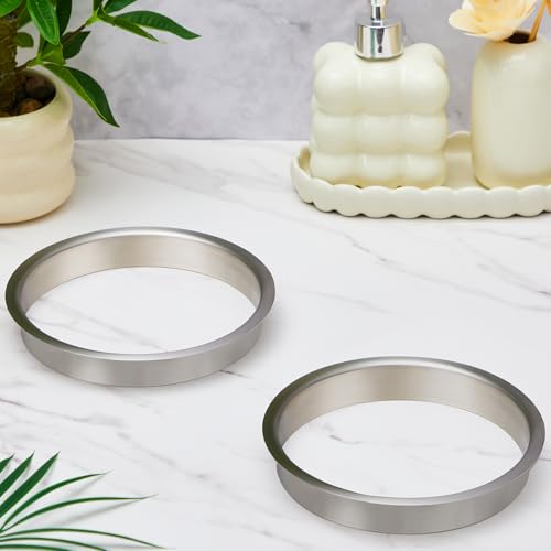 Image of Honeydak 4 Piece 8 inch (Nominal) Diameter x 1 inch Height 304 Polished Stainless Steel 8 inch x 1 inch Trash Grommets for Countertop Inserted Trash Kitchen Cabinet Counter Bin, Ease to Install