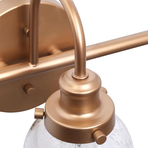 Image of KSANA Gold Bathroom Light Fixtures, Modern 3 Lights Vanity Light with Seeded Glass Shade Over Mirror for Powder Room, Bedroom and Dressing Area