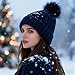 Winter Women's pom-pom Knitted Warm Beanie, Women's Beanie hat, Fashionable, Warm and Comfortable, Suitable for Various Occasions. (US, Alpha, Large, Navy Blue)