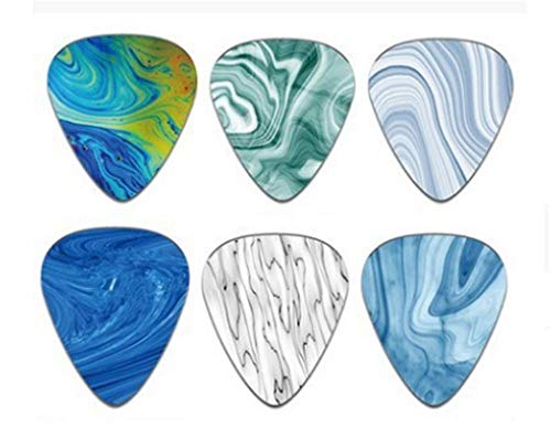 6PCS Guitar Picks Set Textured Guitar Picks Unique Chic Marble Guitar Pick for Acoustic Guitar Electric Guitar Bass