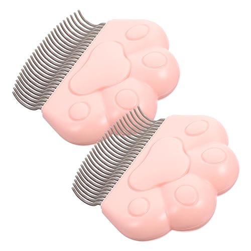 POPETPOP 2Pcs Cat Grooming Combs Paw Design Hair Removal Brushes for Cats Dogs Durable Easy to Use Eliminate Knots Dander Trapped Hair