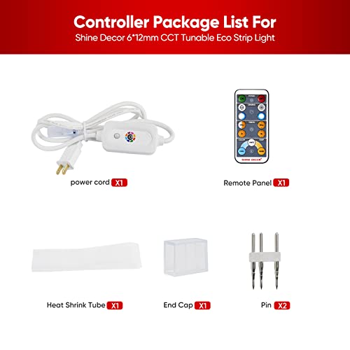 Shine Decor Bundle Of Cct Strip + Extra Controller For Projects Intending Cutting, Controller Kit Replacement For Ac 120V Ip65 Waterproof 6X12Mm 3-In-1 Cct Tunable Led Strip Light Only #TOP1