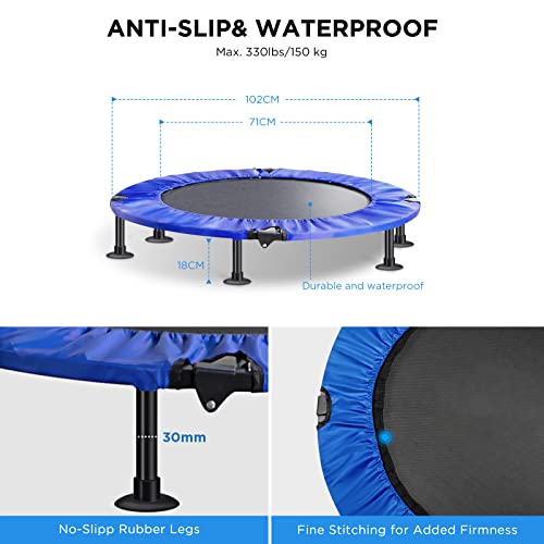 Fitness Trampolin Klappbar, Mini Trampolin für Erwachsene mit Wasserdichtem, Antibakteriellem PP-Pad,6 Große Saugnäpfe… – Bild 4