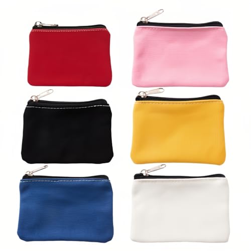 Chinshwehaw 6 Pack Waterproof Canvas Makeup Bags Reusable Organizer for Jewelry, Cash, Makeup – Durable Canvas Cosmetic Pouches with Zipper Closure, Travel Friendly Compact Design (Assorted Colors)