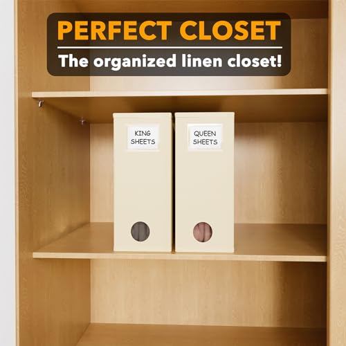 Image of SpaceAid 2 Pack Bed Sheet Organizers and Storage, Foldable Sheet Organizer for Linen Closet, Sheets Set Folder Keeper with Window XL (Queen & King Size) Organizing Bedding Container, Beige