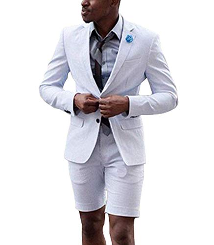 Mens Wedding Suit with Short Pants Notch Lapel Couples Matching Clothing(Blazer+Pants)2