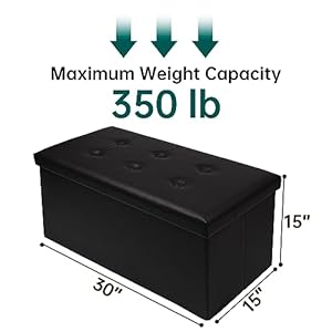 30 inches folding storage ottoman faux leather black footrest ottoman storage bench suit for bedroomliving room and hallwaysupport 350lbs  urban country home decor