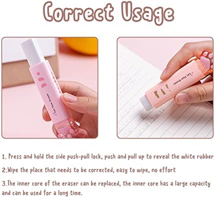 4 Pcs Cat Paw Shaped Retractable Erasers, Cute Rubber for Kids, Push-Pull Rubber Eraser for Students Writing Office School Supplies