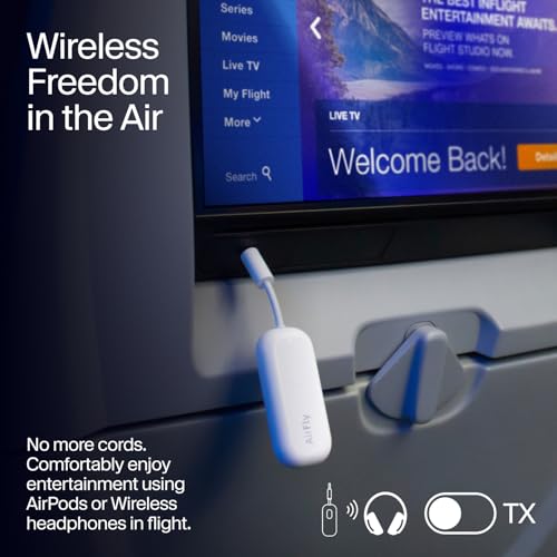 Twelve South AirFly Pro | Bluetooth Wireless Transmitter/Receiver Adapter for 2 Headphones, Audio Sharing, Compatible with 3.5mm aux Jack for Airplanes, TV, Gym, Stereo, and Travel, 25+ Hr Battery - Image 5