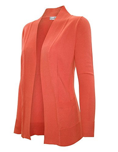 Image of Cielo Women's Solid Basic Open Front Pockets Knit Sweater Cardigan