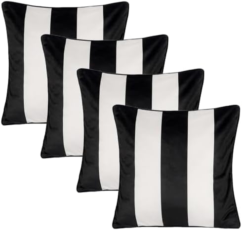OHS 4 Pack Cushion Covers 45 x 45cm, Super Soft Matte Velvet Blac...