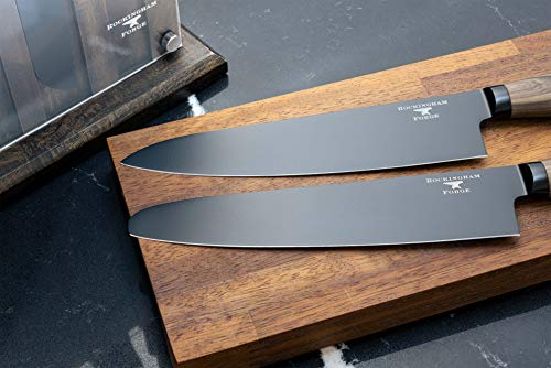 Rockingham Forge Forester Series 7" Santoku Knife - Stainless Steel Blade with Black Oxide Coating Ergonomic Wooden Handle Japanese Knife, RF-6183P - Image 4