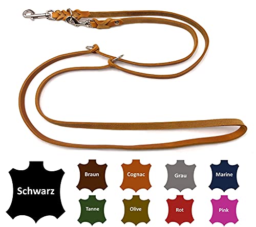 Hundeleine Fettleder kleine Hunde/große Hunde 2m / 2,40m / 2,80m / 3,50m / 5m Doppelleine verstellbar (2m X 12mm, Cognac) Hundeleine Fettleder kleine Hunde/große Hunde 2m / 2,40m / 2,80m / 3,50m / 5m Doppelleine verstellbar (2m X 12mm, Cognac)