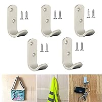 TERF® Aluminium Single Wall Mounted & Door Hat Coat Robe Hooks for Bathroom Bedroom Kitchen Office Door Hooks with Fixing Screw - Pack of 5