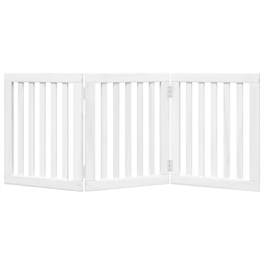 3-TLG. faltbares Hundetor aus Pappelholz, weiß, 150 cm, für Wohnzimmer, Küche und Treppe, ohne Bohren montierbar, platzsparend zusammenfaltbar