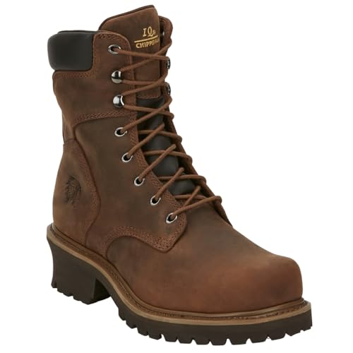 Image of Chippewa Hador 8 inch Steel Toe Logger Boots for Men - Premium Full Grain Leather, Orthotic Insole, Metallic Shank, EH ASTM F2413 Standards