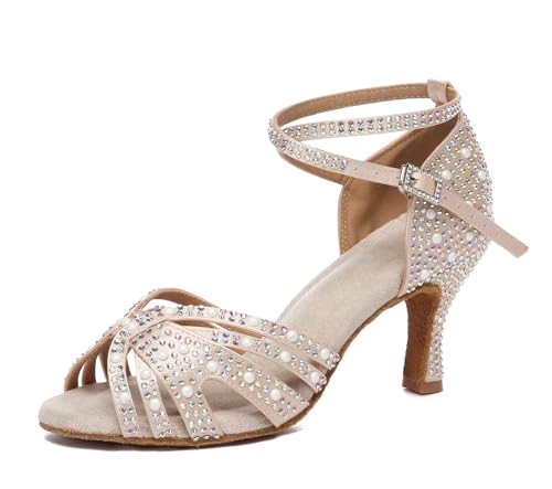 Minishion Comfortable High Heel Dance Shoes for Women Rhinestones...